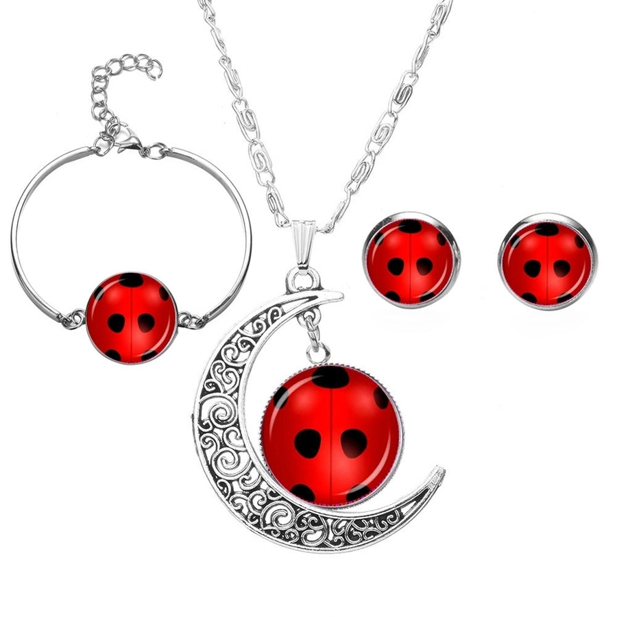 4Pcs Insect Crescent Pendant Ear Stud Earrings Bracelet Necklace Jewelry Image 1