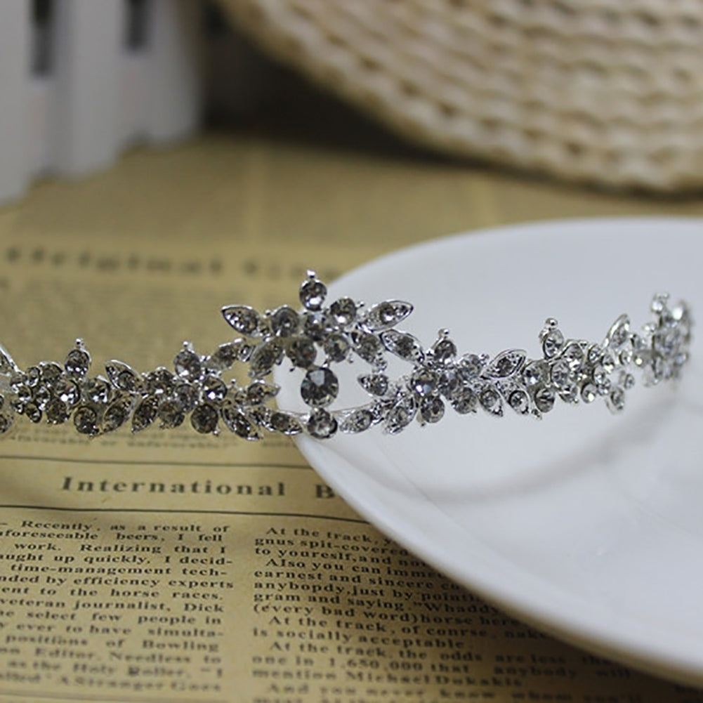 Elegant Rhinestone Bridal Women Jewelry Set Earrings Necklace Head Chain Tiara Image 11