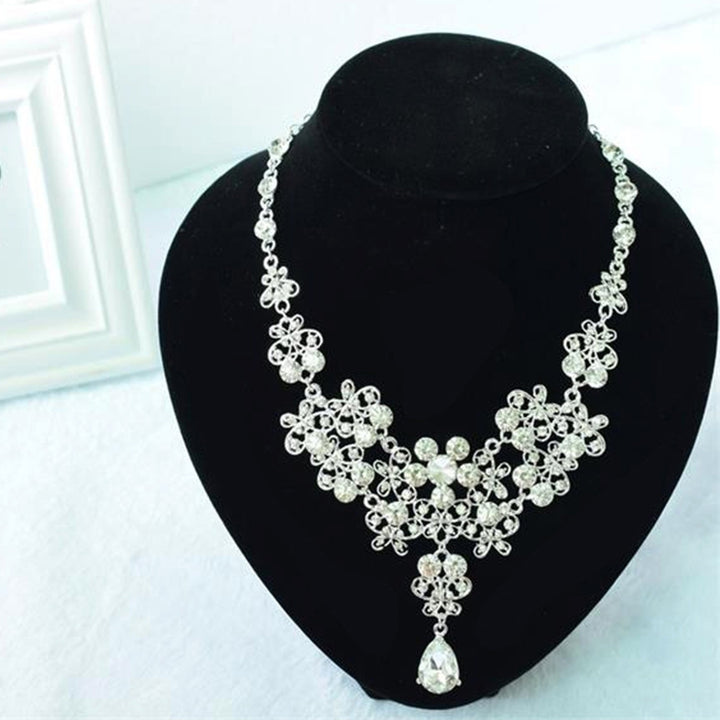 3Pcs Rhinestone Butterfly Necklace Crown Earring Bridal Wedding Jewelry Gift Image 4