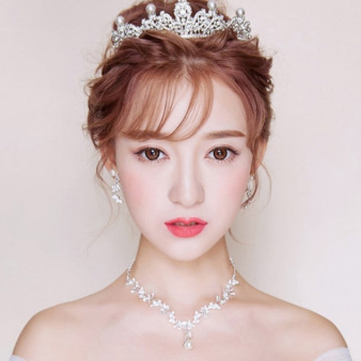 3Pcs Rhinestone Butterfly Necklace Crown Earring Bridal Wedding Jewelry Gift Image 8