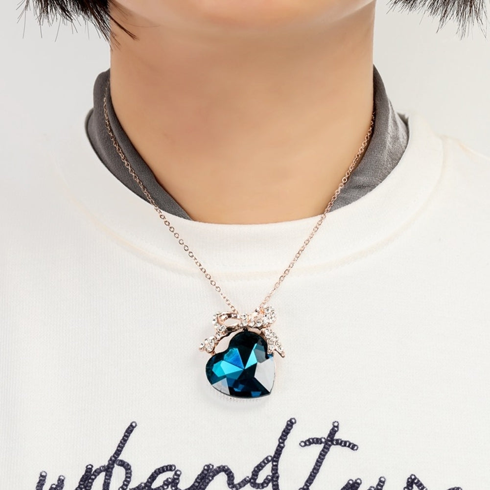 3Pcs Heart Shape Faux Gemstone Rhinestone Pendant Necklace Hook Earring Image 4
