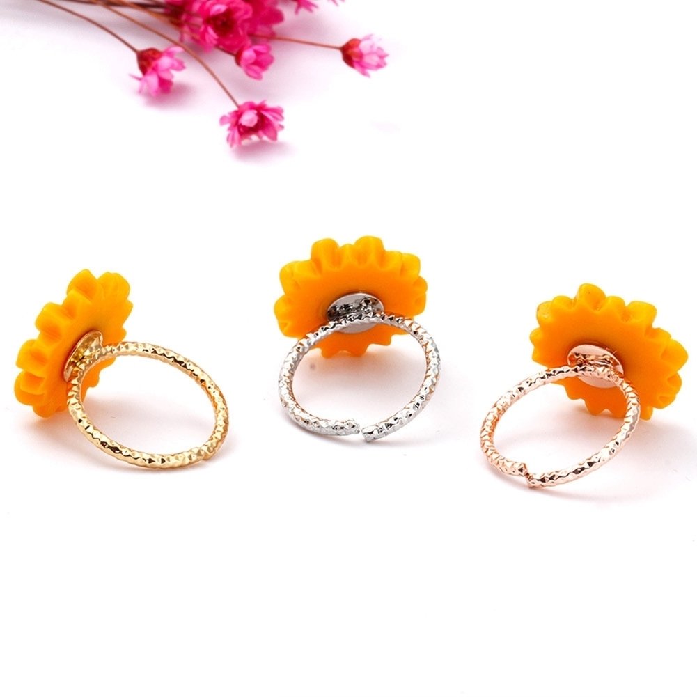 3/5Pcs Lady Sunflower Leaf Faux Pearl Charm Necklace Earrings Bracelet Ring Set Image 12