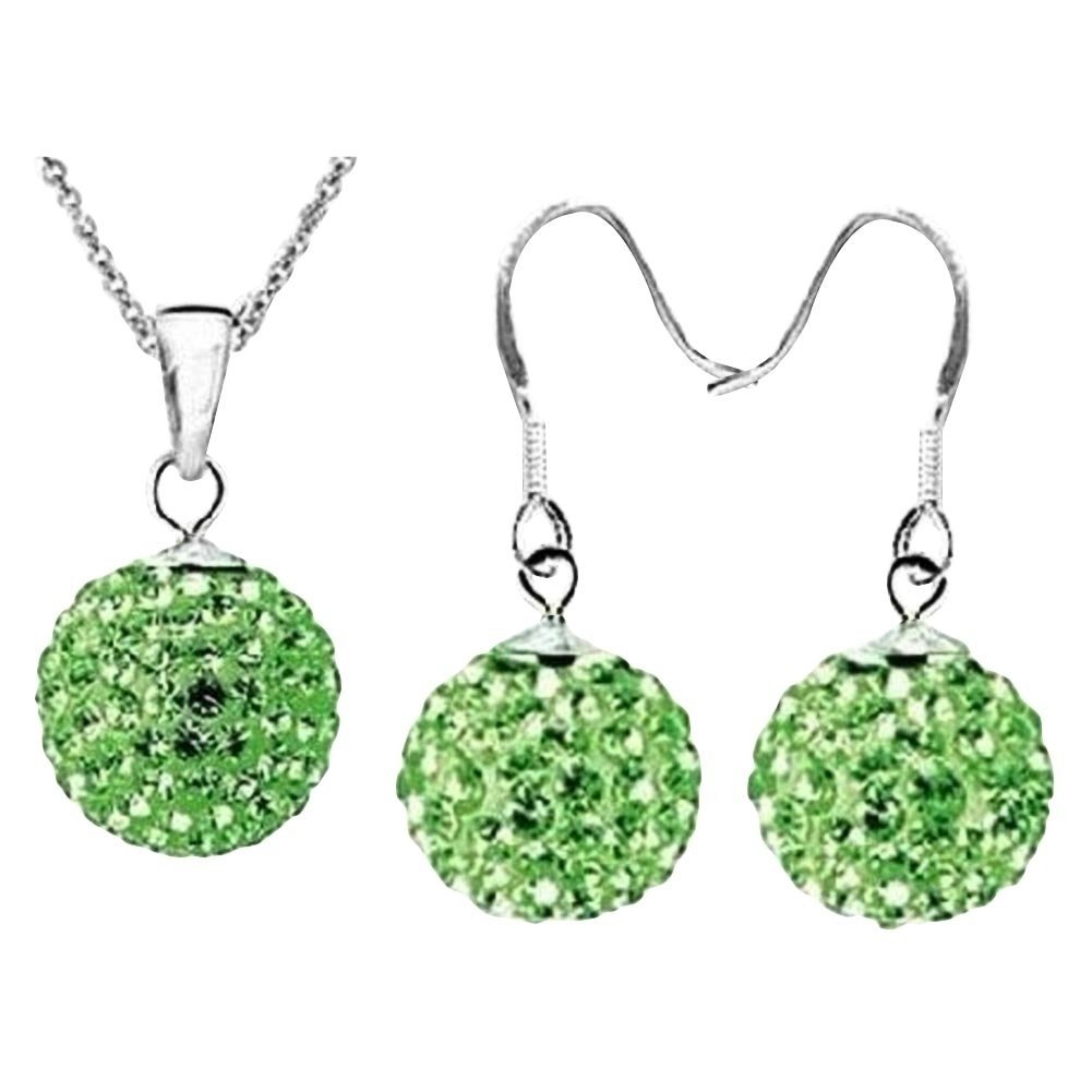 2Pcs Women Ball Shaped Charm Rhinestone Hook Earrings Necklace Jewelry Gift Image 3