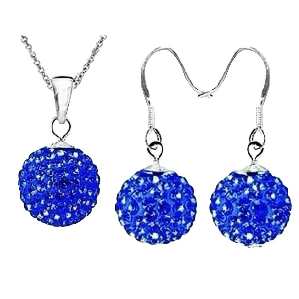 2Pcs Women Ball Shaped Charm Rhinestone Hook Earrings Necklace Jewelry Gift Image 7