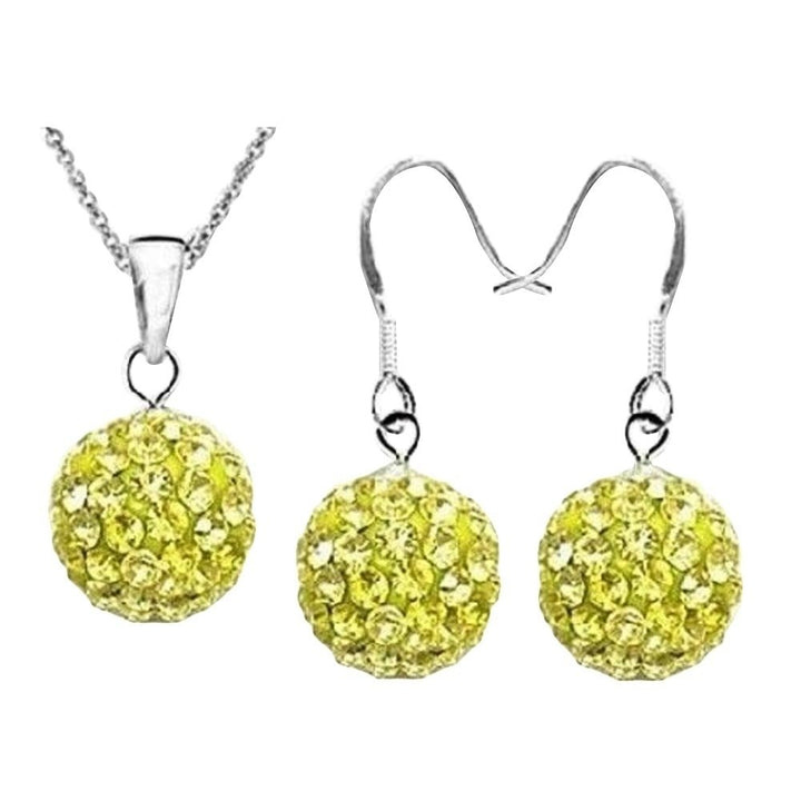 2Pcs Women Ball Shaped Charm Rhinestone Hook Earrings Necklace Jewelry Gift Image 8