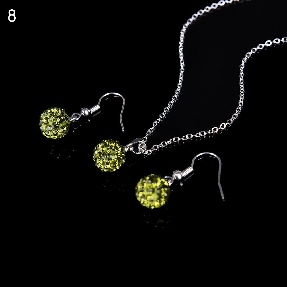 Lady Fashion Rhinestone Pendant Necklace Hook Earring Banquet Party Jewelry Set Image 1