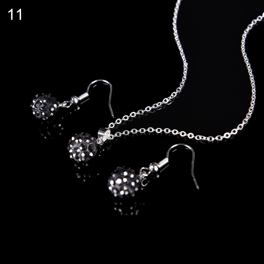 Lady Fashion Rhinestone Pendant Necklace Hook Earring Banquet Party Jewelry Set Image 1