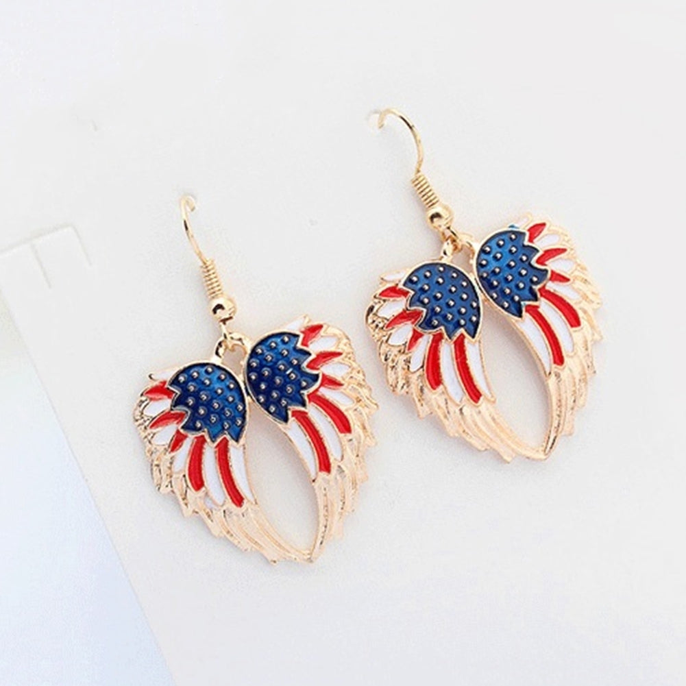 Independence Day USA Flag Patriotic Wings Women Necklace Earrings Jewelry Set Image 4