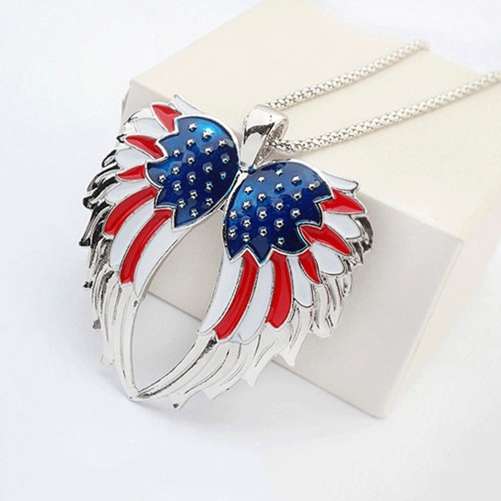 Independence Day USA Flag Patriotic Wings Women Necklace Earrings Jewelry Set Image 7