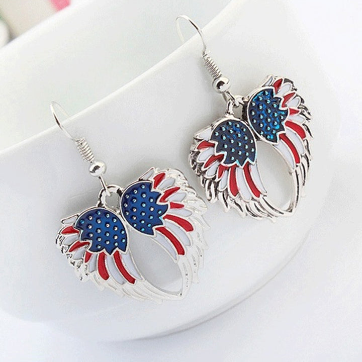 Independence Day USA Flag Patriotic Wings Women Necklace Earrings Jewelry Set Image 8