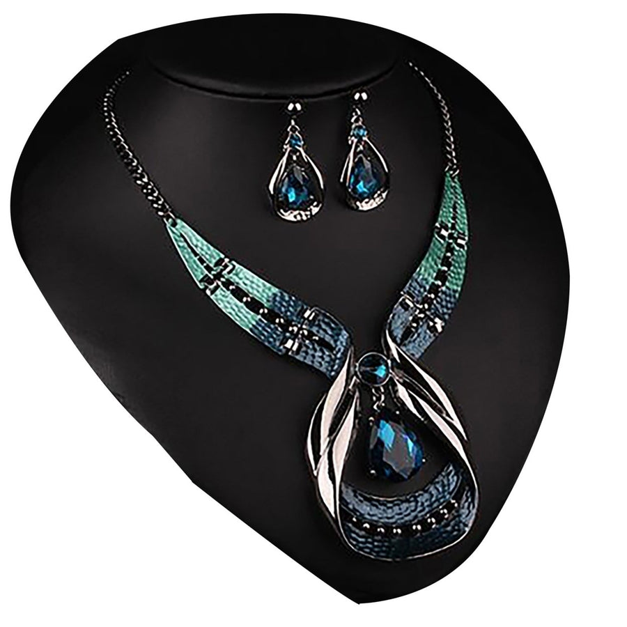 3Pcs Jewelry Set Adjustable Birthday Gift Anti-fade Teardrop Necklace Drop Earrings Jewelry Set for Wedding Image 1