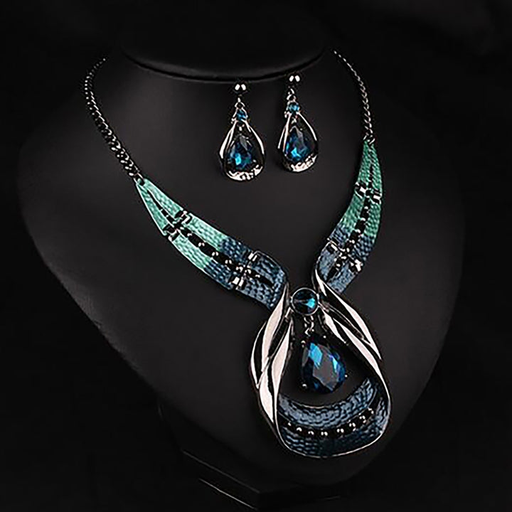 3Pcs Jewelry Set Adjustable Birthday Gift Anti-fade Teardrop Necklace Drop Earrings Jewelry Set for Wedding Image 2