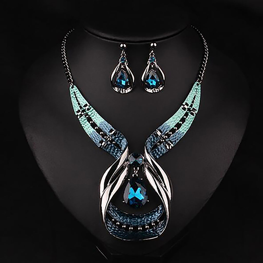 3Pcs Jewelry Set Adjustable Birthday Gift Anti-fade Teardrop Necklace Drop Earrings Jewelry Set for Wedding Image 3