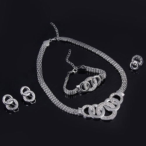 Womens Luxury Short Chain Necklace Bracelet Earrings Ring Fashion Jewelry Set Image 3