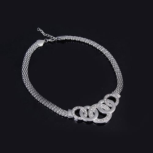 Womens Luxury Short Chain Necklace Bracelet Earrings Ring Fashion Jewelry Set Image 8