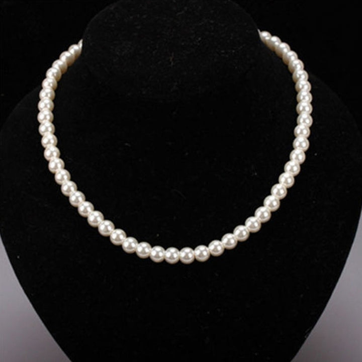 Elegant Women Faux Pearl Beads Necklace Bracelet Hook Earrings Party Jewelry Set Image 4