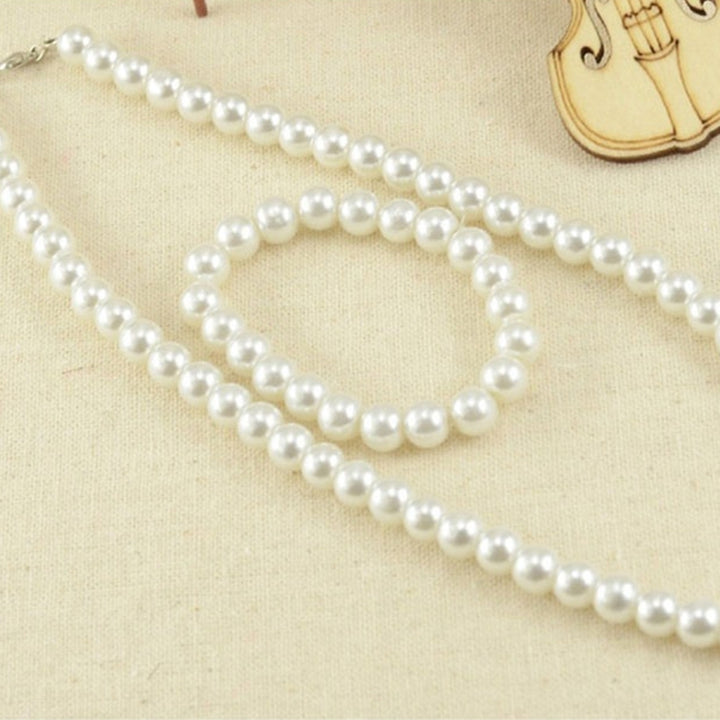 Elegant Women Faux Pearl Beads Necklace Bracelet Hook Earrings Party Jewelry Set Image 4