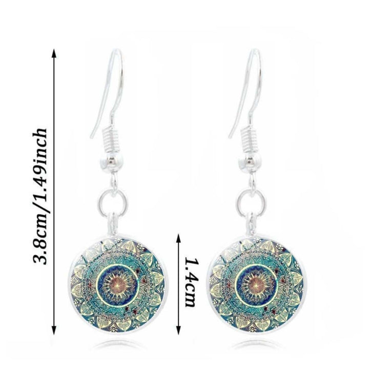 Mandala Jewelry Set Flower Pattern Meaningful Wear-resistant Mandala Necklace and Earrings Set Birthday Valentine Image 4