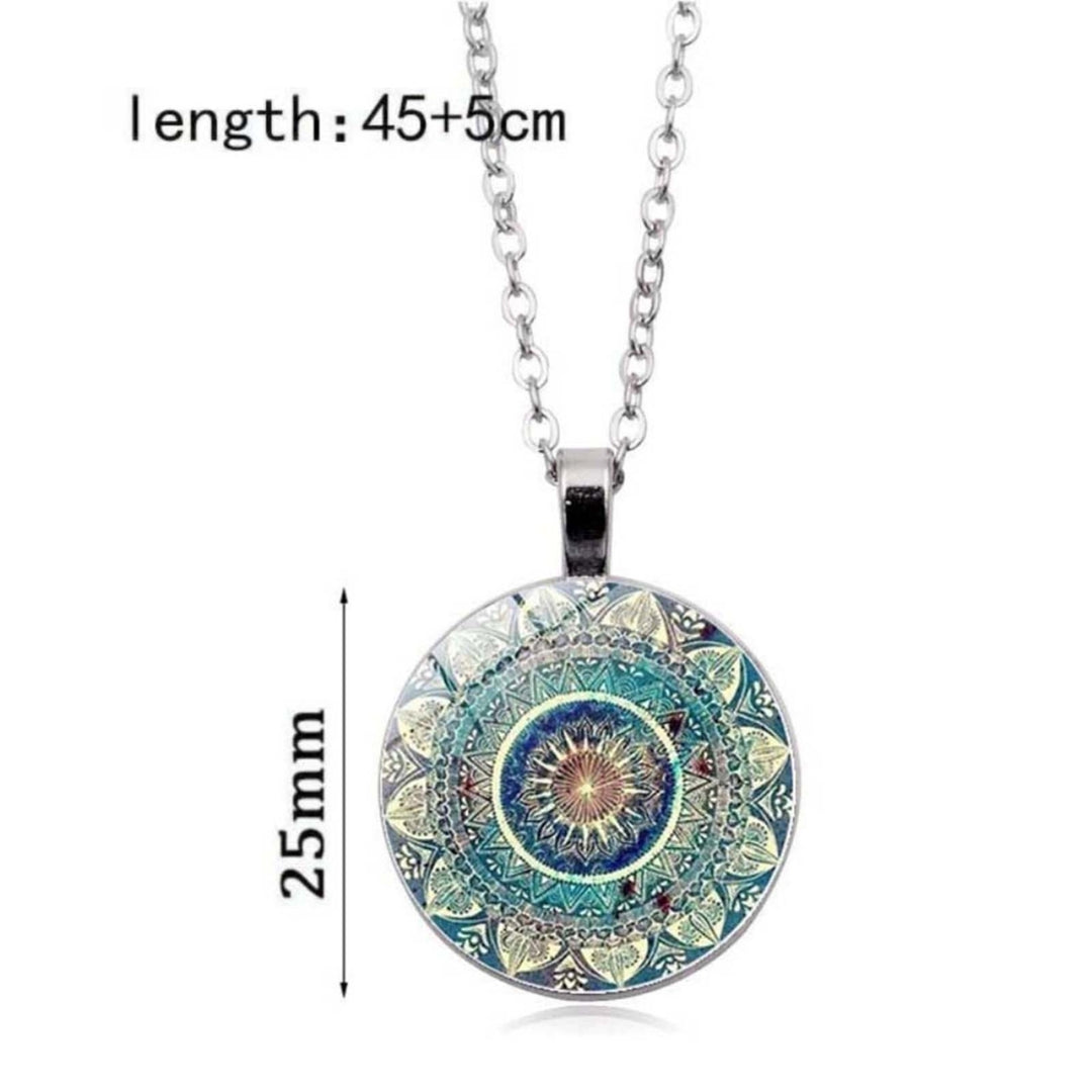 Mandala Jewelry Set Flower Pattern Meaningful Wear-resistant Mandala Necklace and Earrings Set Birthday Valentine Image 6