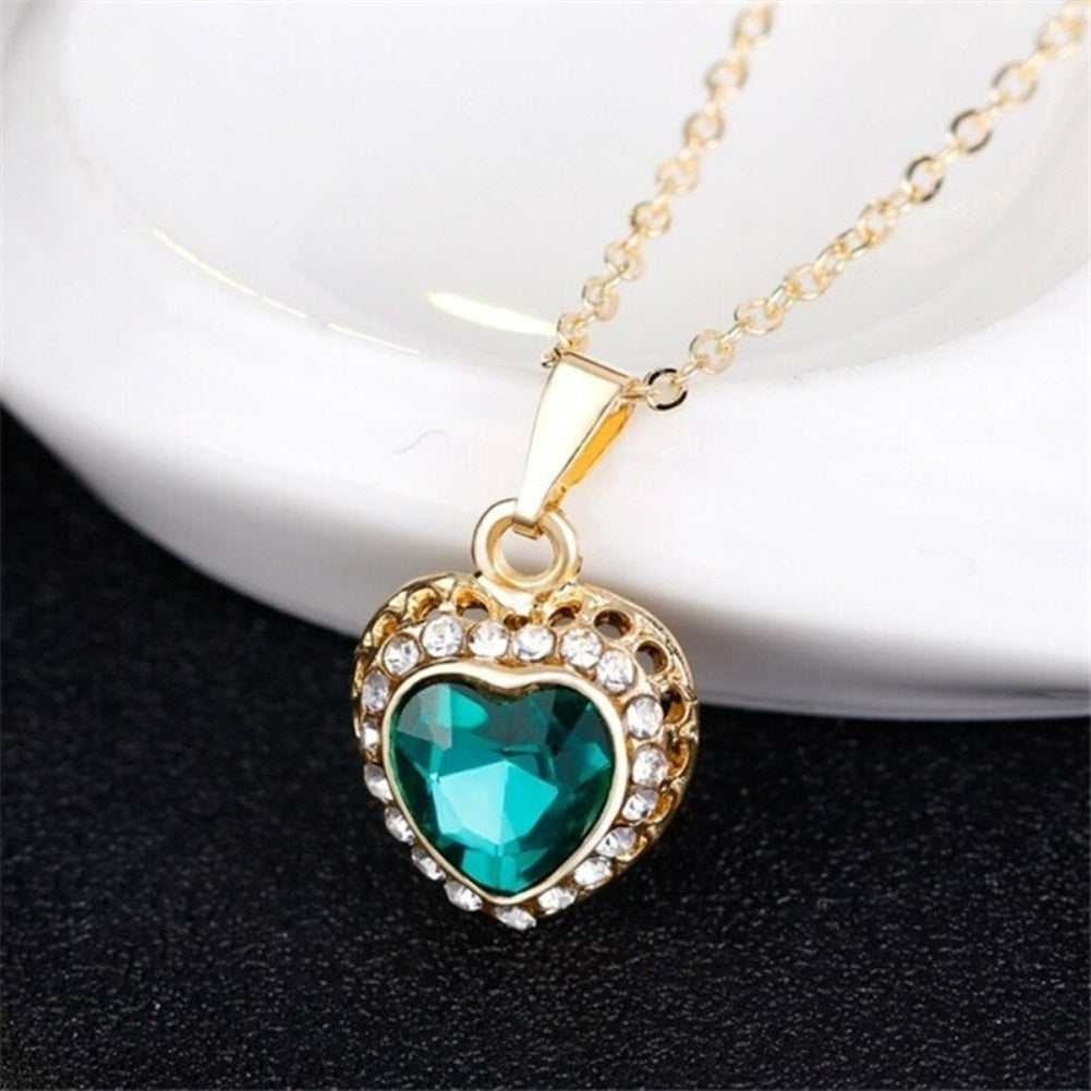 Women Rhinestone Heart Pendant Necklace Earrings Ring Bracelet Jewelry Set Gift Image 7