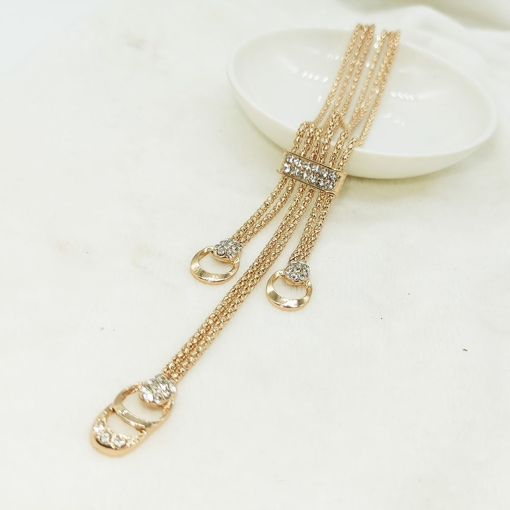 Luxury Rhinestone Necklace Bracelet Earrings Ring Bridal Wedding Jewelry Set Image 8
