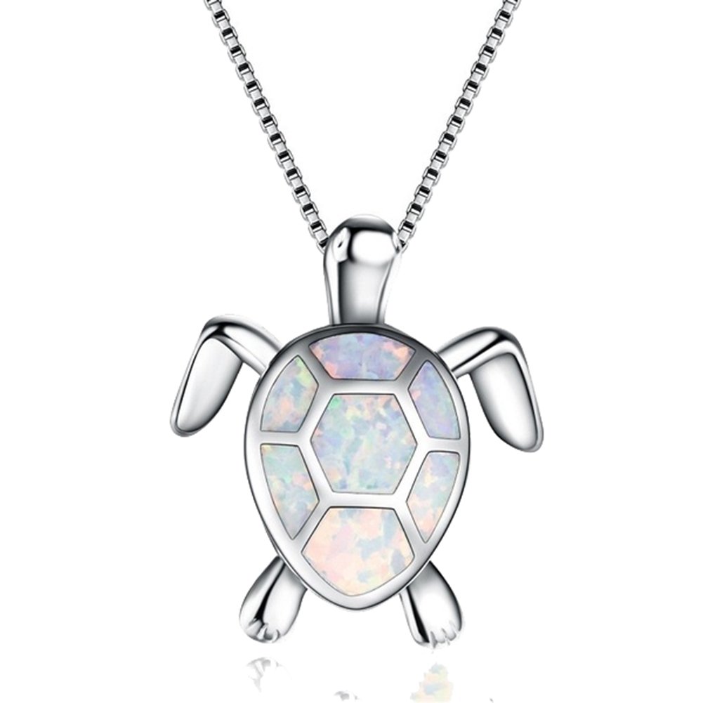 Fashion Faux Opal Inlaid Turtle Pendant Necklace Hook Earrings Women Jewelry Set Image 10