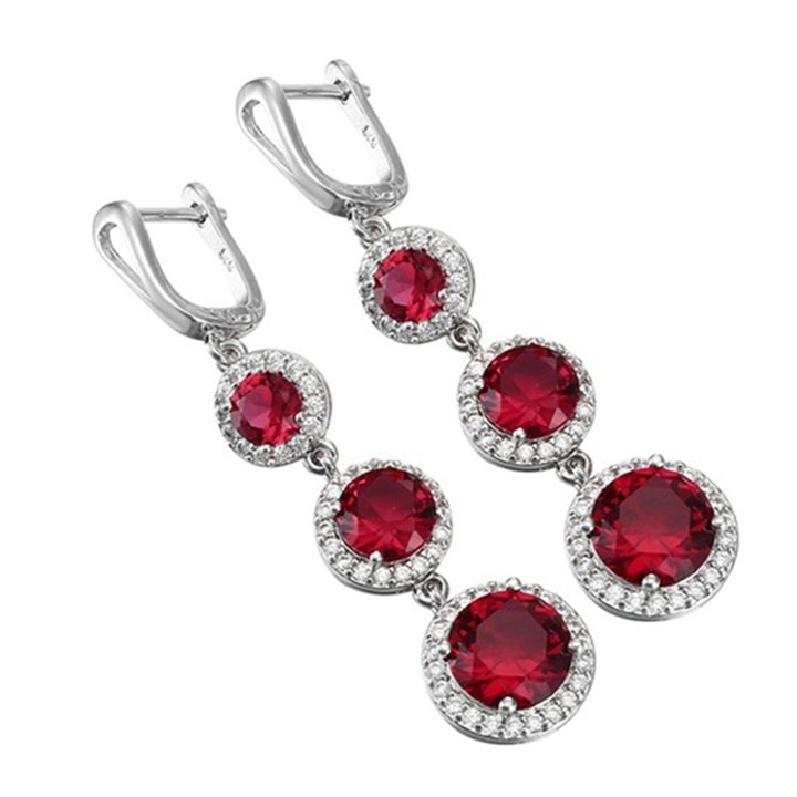 Women Faux Gemstone Cubic Zirconia Pendant Necklace Earrings Ring Jewelry Sets Image 3