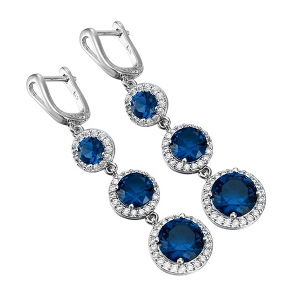 Women Faux Gemstone Cubic Zirconia Pendant Necklace Earrings Ring Jewelry Sets Image 4