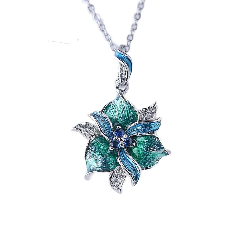 Lady Rhinestone Inlaid Enamel Flower Pendant Necklace Earrings Ring Jewelry Gift Image 6