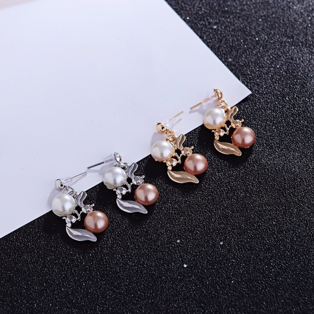 Elegant Women Faux Pearl Rhinestone Necklace Ear Stud Earrings Party Jewelry Set Image 4