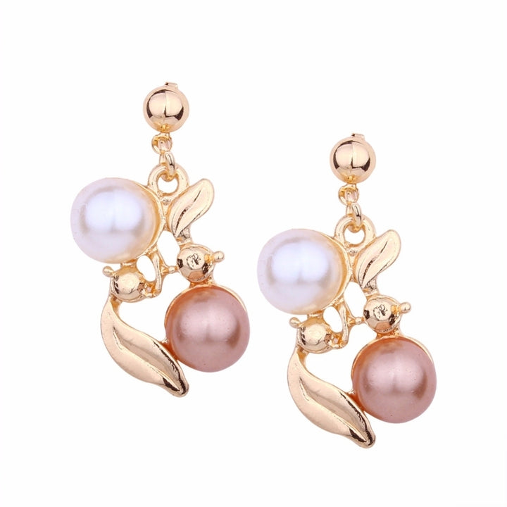 Elegant Women Faux Pearl Rhinestone Necklace Ear Stud Earrings Party Jewelry Set Image 10