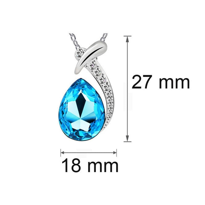 Lady Faux Crystal Water Drop Pendant Chain Necklace Earrings Wedding Jewelry Set Image 8