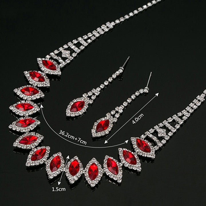 Rhinestone Teardrop Dangle Stud Earrings Necklace Wedding Bridal Jewelry Set Image 11