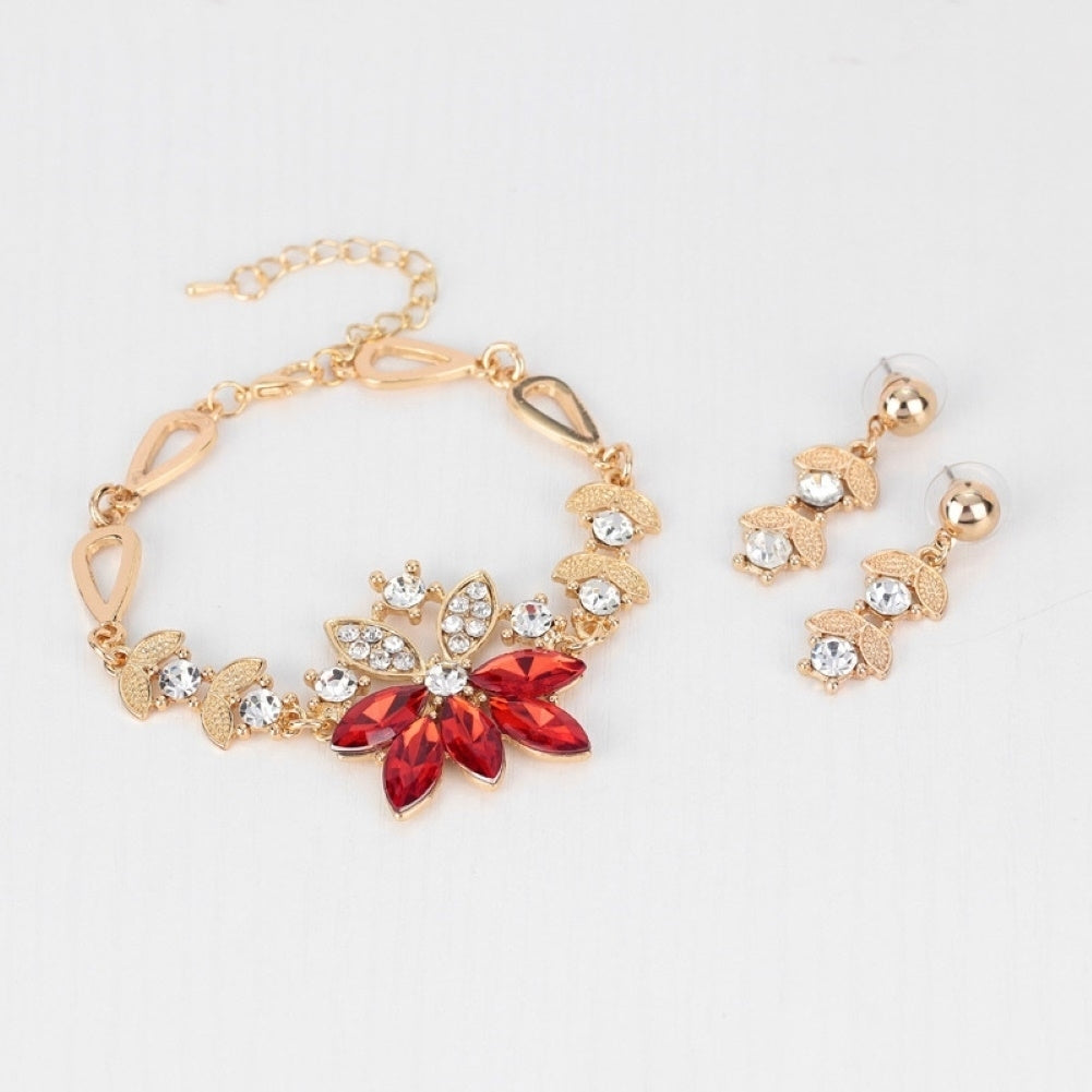 Women Rhinestone Grape Pendant Necklace Stud Earrings Ring Bracelet Jewelry Set Image 4