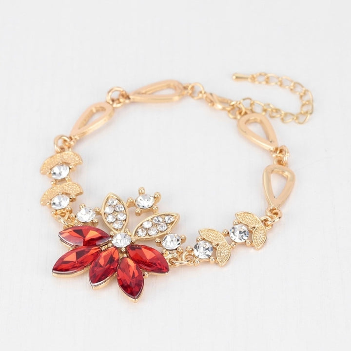 Women Rhinestone Grape Pendant Necklace Stud Earrings Ring Bracelet Jewelry Set Image 7