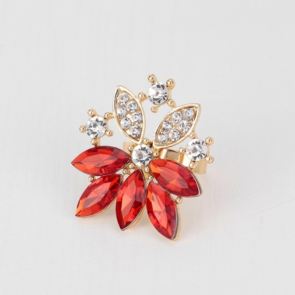 Women Rhinestone Grape Pendant Necklace Stud Earrings Ring Bracelet Jewelry Set Image 9