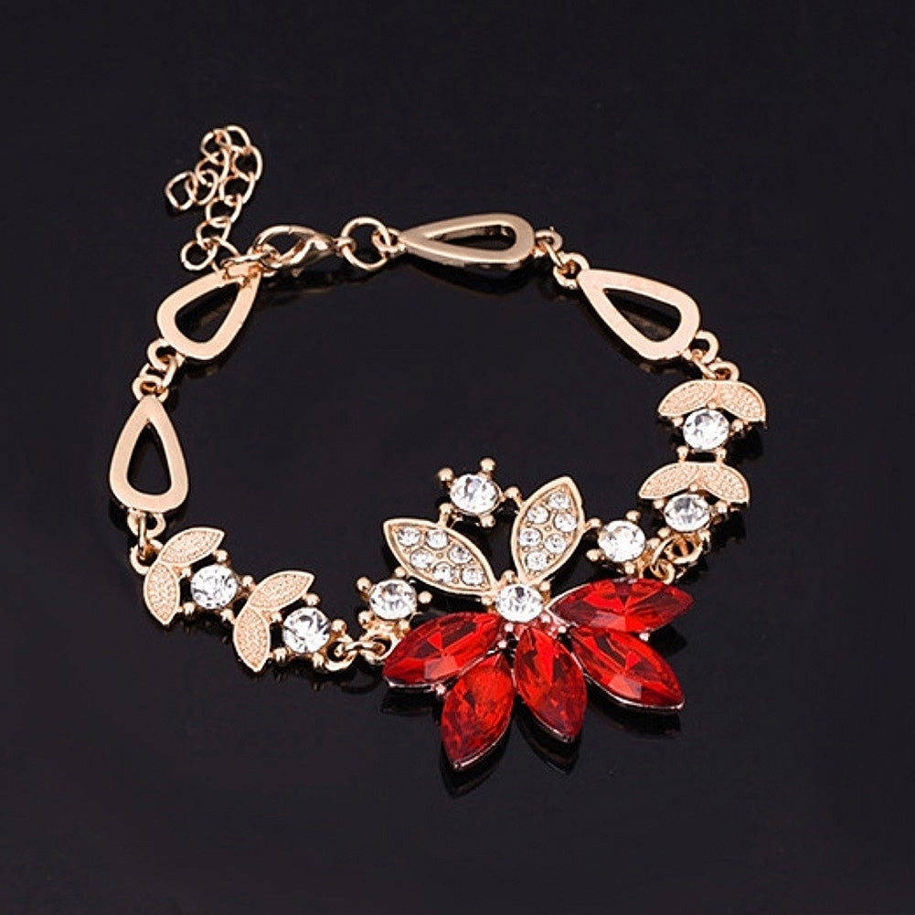 Women Rhinestone Grape Pendant Necklace Stud Earrings Ring Bracelet Jewelry Set Image 11