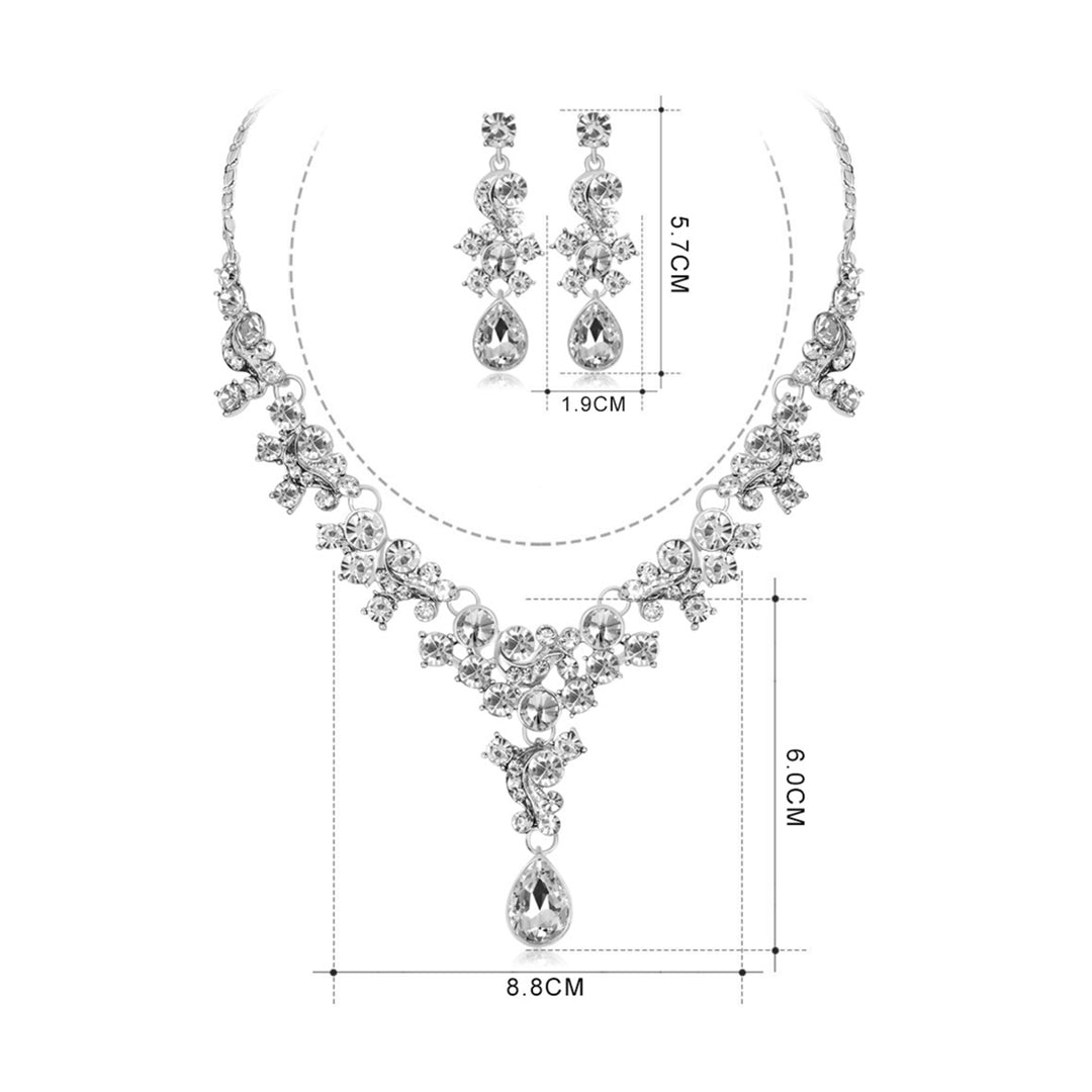 Women Prom Wedding Bridal Faux Crystal Rhinestone Necklace Earrings Jewelry Set Image 8