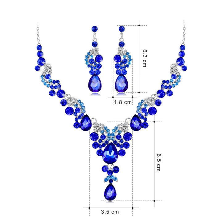 Fashion Wedding Faux Crystal Rhinestone Decor Necklace Earrings Jewelry Set Image 12