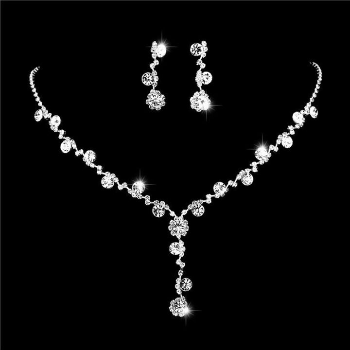 2Pcs/3Pcs Eye-catching Necklace Anti-deform Lightweight Sun Flower Shape Rhinestone Necklace Earrings Bracelet Set for Image 4