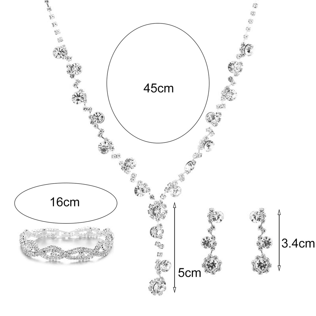 2Pcs/3Pcs Eye-catching Necklace Anti-deform Lightweight Sun Flower Shape Rhinestone Necklace Earrings Bracelet Set for Image 8