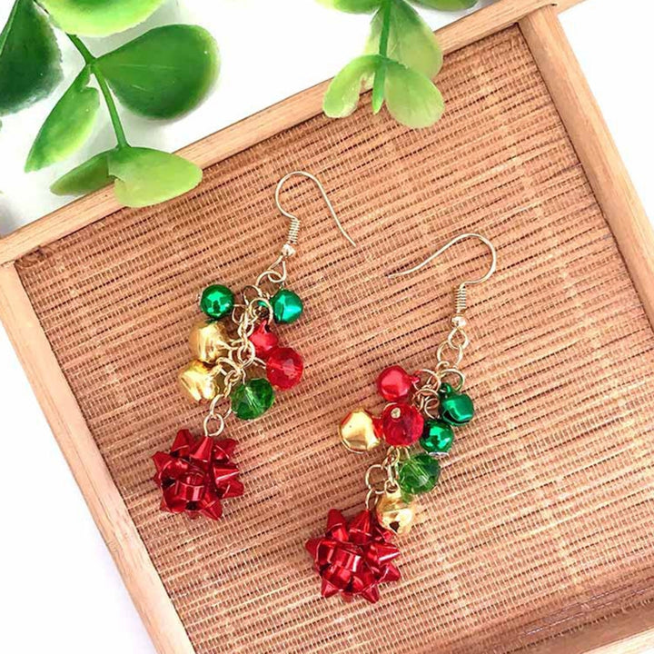 Necklace Bracelet Earrings Set Colorful Bell Flower Women Christmas Element Lightweight Necklace Bracelet Hook Earrings Image 10