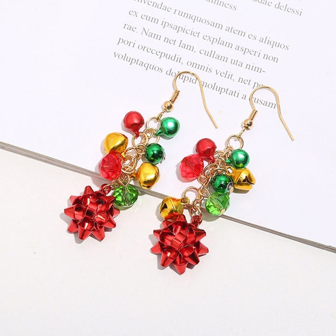 Necklace Bracelet Earrings Set Colorful Bell Flower Women Christmas Element Lightweight Necklace Bracelet Hook Earrings Image 12