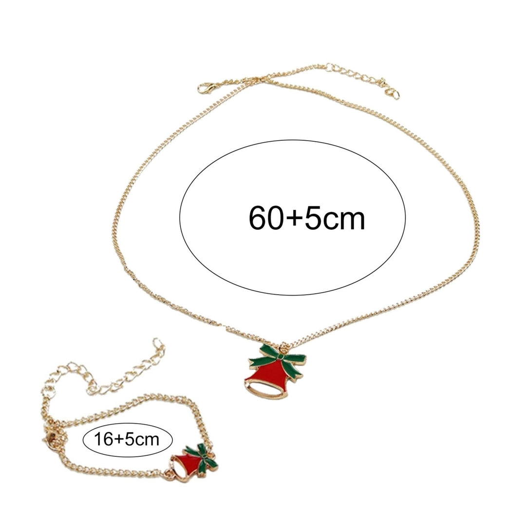 4Pcs Elk Pendant Bright Color Necklace Earrings Ring Bracelet Set Alloy Red Christmas Hat Moon Pendant Jewelry Set Image 11