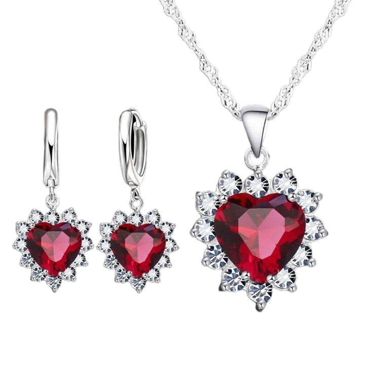 1 Set Exquisite Heart Shape Women Necklace Stylish Modern Style Alloy Dangle Earring for Girls Image 4