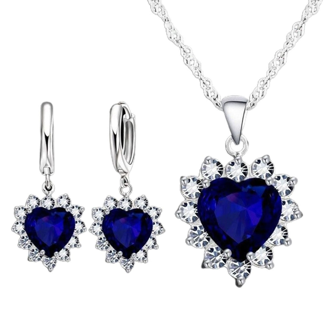 1 Set Exquisite Heart Shape Women Necklace Stylish Modern Style Alloy Dangle Earring for Girls Image 1