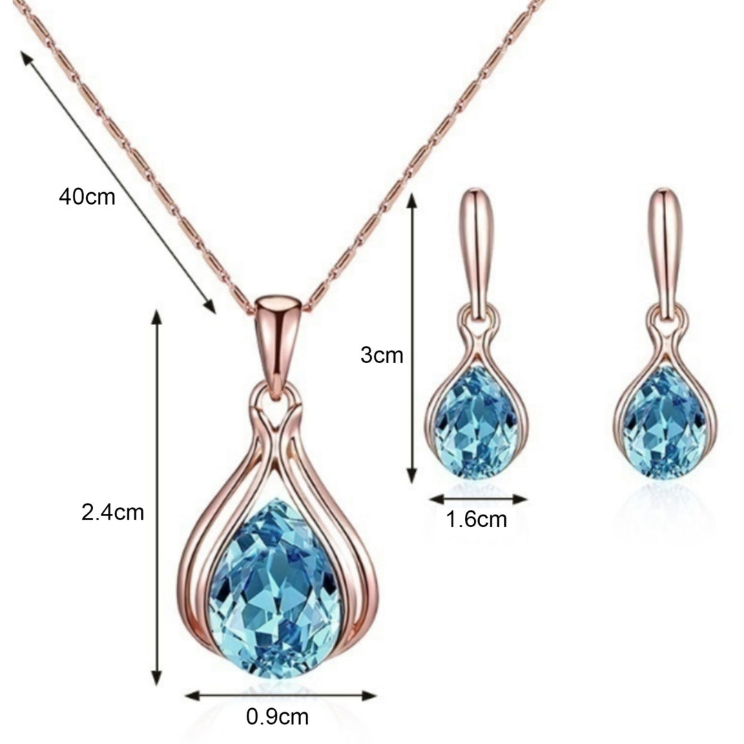 1 Set Bridal Necklace Earrings Geometric Rhinestone Jewelry Lightweight Shiny Jewelry Set for Wedding Image 4