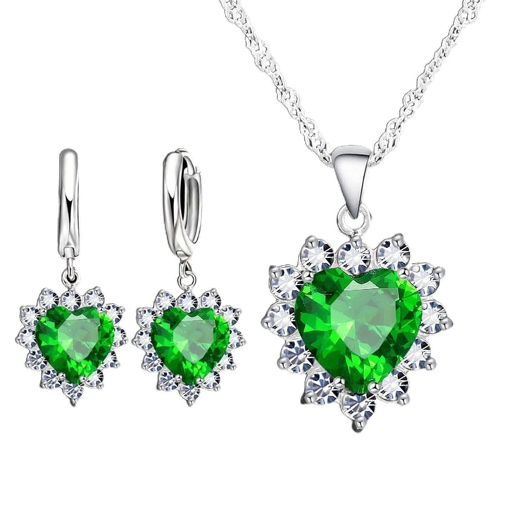 1 Set Exquisite Heart Shape Women Necklace Stylish Modern Style Alloy Dangle Earring for Girls Image 7