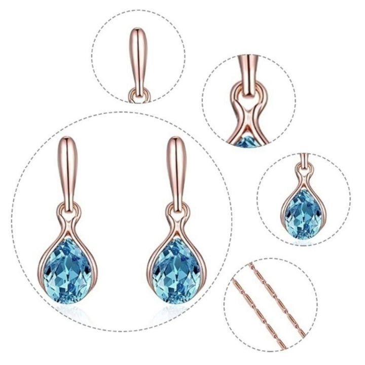 1 Set Bridal Necklace Earrings Geometric Rhinestone Jewelry Lightweight Shiny Jewelry Set for Wedding Image 7