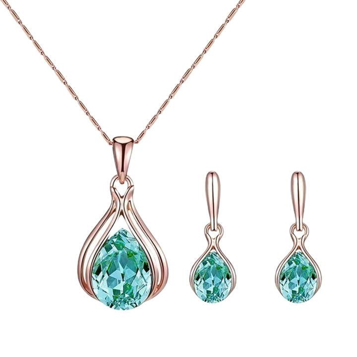 1 Set Bridal Necklace Earrings Geometric Rhinestone Jewelry Lightweight Shiny Jewelry Set for Wedding Image 9